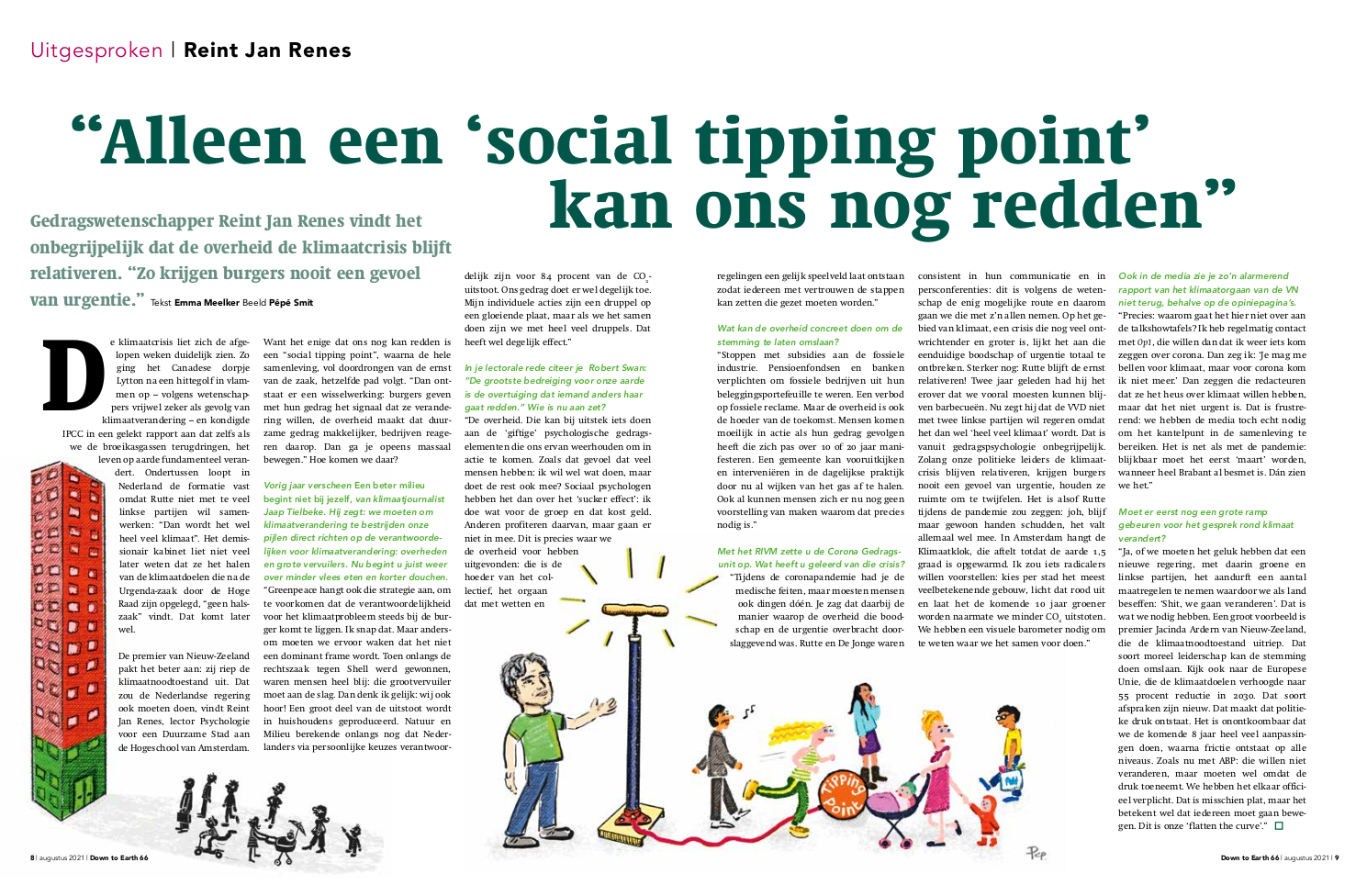 Alleen een social tipping point kan ons nog redden - interview Reintjan Renes in Down to Earth Magazine